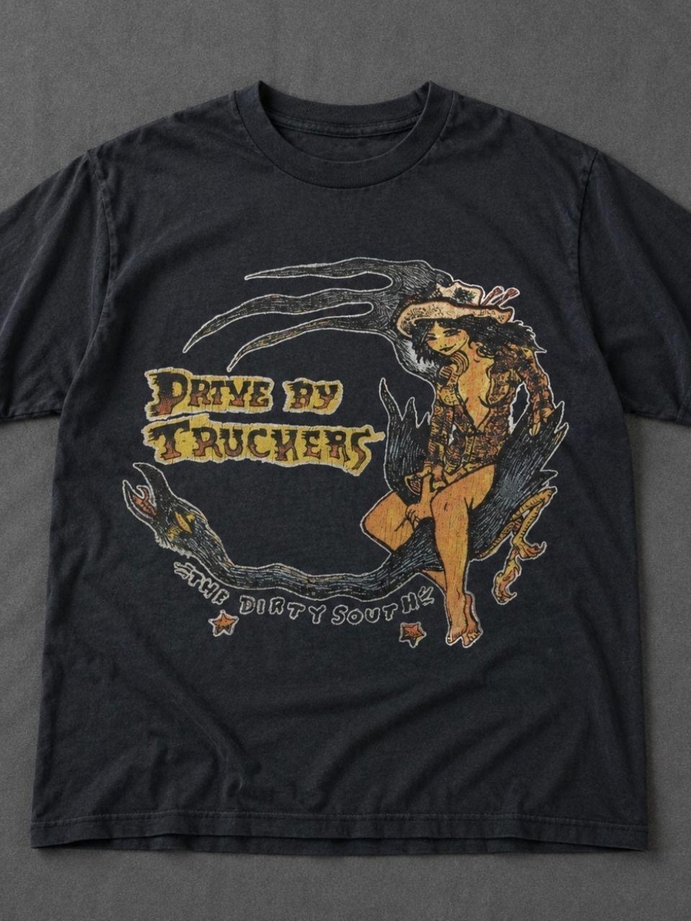 Gildan Black Drive-By Truckers Graphic Tee with Yellow/Tan Print